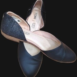 Toms D'orsay Flats 8.5 super cute black with metallic